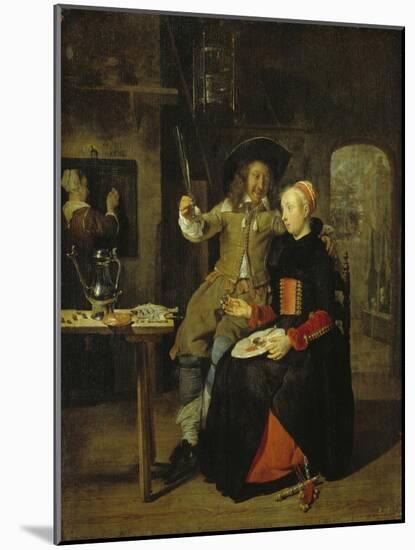 Portrait of the Artist with His Wife Isabella De Wolff in a Tavern, 1661-Gabriel Metsu-Mounted Giclee Print