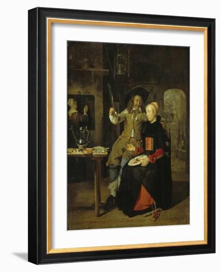 Portrait of the Artist with His Wife Isabella De Wolff in a Tavern, 1661-Gabriel Metsu-Framed Giclee Print