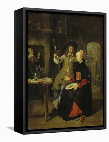 Portrait of the Artist with His Wife Isabella De Wolff in a Tavern, 1661-Gabriel Metsu-Framed Premier Image Canvas