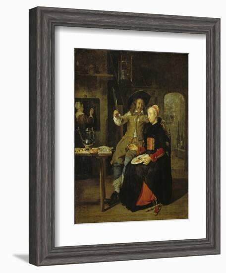 Portrait of the Artist with His Wife Isabella De Wolff in a Tavern, 1661-Gabriel Metsu-Framed Giclee Print