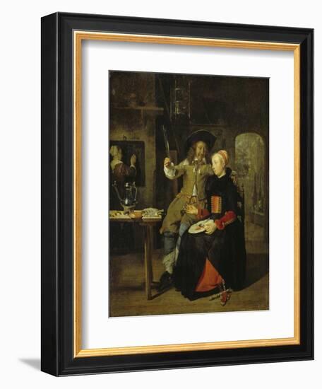 Portrait of the Artist with His Wife Isabella De Wolff in a Tavern, 1661-Gabriel Metsu-Framed Giclee Print