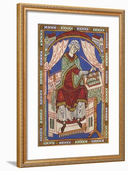 Portrait of the Author Baudemondo, Miniature from Life and Miracles of Saint Amand-null-Framed Giclee Print