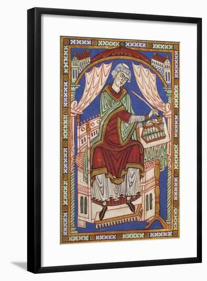 Portrait of the Author Baudemondo, Miniature from Life and Miracles of Saint Amand-null-Framed Giclee Print
