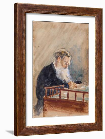 Portrait of the Author Leo N. Tolstoy (1828-191), 1900s-Ilya Yefimovich Repin-Framed Giclee Print