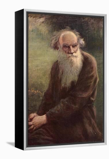 Portrait of the Author Leo N. Tolstoy (1828-191), 1910-Jan Styka-Framed Premier Image Canvas