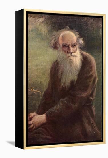 Portrait of the Author Leo N. Tolstoy (1828-191), 1910-Jan Styka-Framed Premier Image Canvas