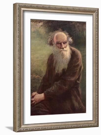 Portrait of the Author Leo N. Tolstoy (1828-191), 1910-Jan Styka-Framed Giclee Print