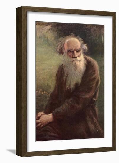 Portrait of the Author Leo N. Tolstoy (1828-191), 1910-Jan Styka-Framed Giclee Print