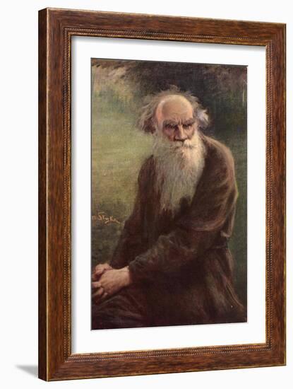 Portrait of the Author Leo N. Tolstoy (1828-191), 1910-Jan Styka-Framed Giclee Print