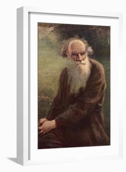 Portrait of the Author Leo N. Tolstoy (1828-191), 1910-Jan Styka-Framed Giclee Print