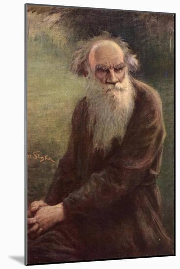 Portrait of the Author Leo N. Tolstoy (1828-191), 1910-Jan Styka-Mounted Giclee Print