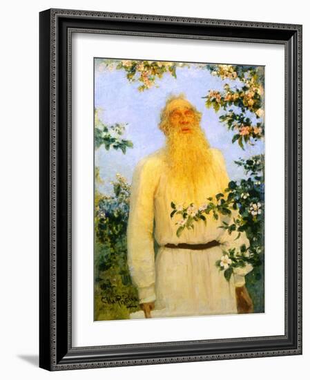 Portrait of the Author Leo N Tolstoy, 1912-Il'ya Repin-Framed Giclee Print