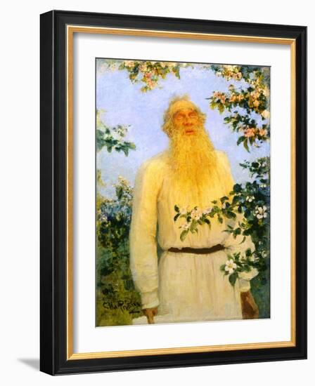 Portrait of the Author Leo N Tolstoy, 1912-Il'ya Repin-Framed Giclee Print