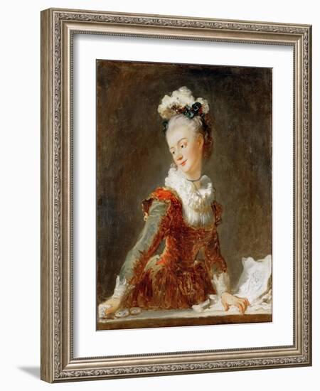 Portrait of the Ballerina Marie-Madeleine Guimard (1743-181)-Jean-Honoré Fragonard-Framed Giclee Print