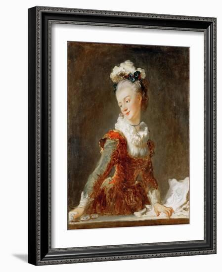 Portrait of the Ballerina Marie-Madeleine Guimard (1743-181)-Jean-Honoré Fragonard-Framed Giclee Print