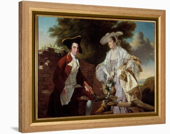 Portrait of the Cartographer Peter Perez Burdett (1735-1793) and His Wife Hannah Painting by Joseph-Joseph Wright of Derby-Framed Premier Image Canvas