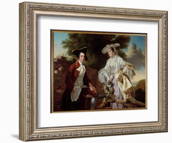 Portrait of the Cartographer Peter Perez Burdett (1735-1793) and His Wife Hannah Painting by Joseph-Joseph Wright of Derby-Framed Giclee Print