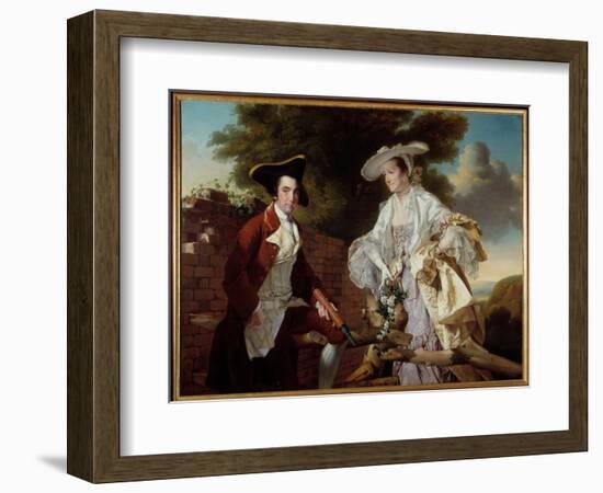 Portrait of the Cartographer Peter Perez Burdett (1735-1793) and His Wife Hannah Painting by Joseph-Joseph Wright of Derby-Framed Giclee Print