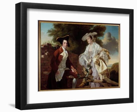 Portrait of the Cartographer Peter Perez Burdett (1735-1793) and His Wife Hannah Painting by Joseph-Joseph Wright of Derby-Framed Giclee Print