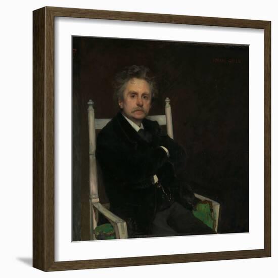 Portrait of the Composer Edvard Grieg, 1891 (Oil on Canvas)-Hjalmer Eilif Emanuel Peterssen-Framed Giclee Print