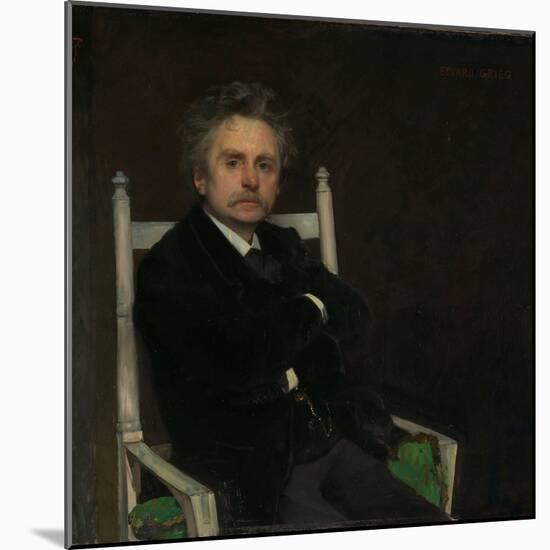 Portrait of the Composer Edvard Grieg, 1891 (Oil on Canvas)-Hjalmer Eilif Emanuel Peterssen-Mounted Giclee Print