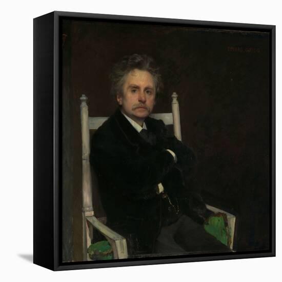 Portrait of the Composer Edvard Grieg, 1891 (Oil on Canvas)-Hjalmer Eilif Emanuel Peterssen-Framed Premier Image Canvas