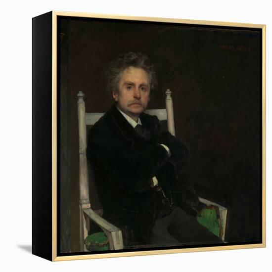 Portrait of the Composer Edvard Grieg, 1891 (Oil on Canvas)-Hjalmer Eilif Emanuel Peterssen-Framed Premier Image Canvas