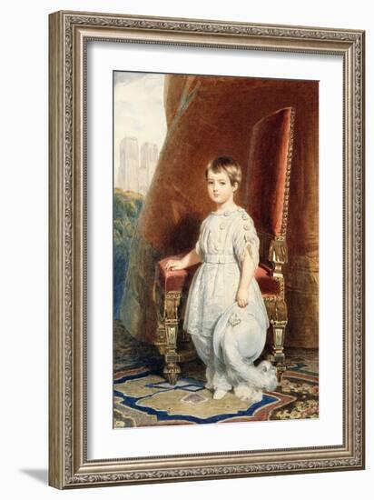 Portrait of the Comte De Paris, as a Boy in a White Costume, 1842-Franz Xaver Winterhalter-Framed Giclee Print