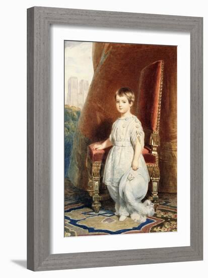 Portrait of the Comte De Paris, as a Boy in a White Costume, 1842-Franz Xaver Winterhalter-Framed Giclee Print