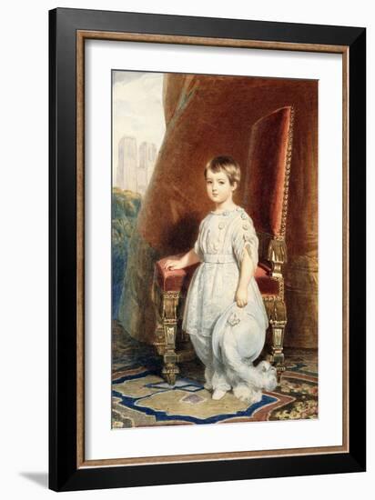 Portrait of the Comte De Paris, as a Boy in a White Costume, 1842-Franz Xaver Winterhalter-Framed Giclee Print