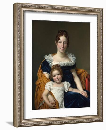Portrait of the Comtesse Vilain XIIII and Her Daughter, 1816-Jacques Louis David-Framed Giclee Print