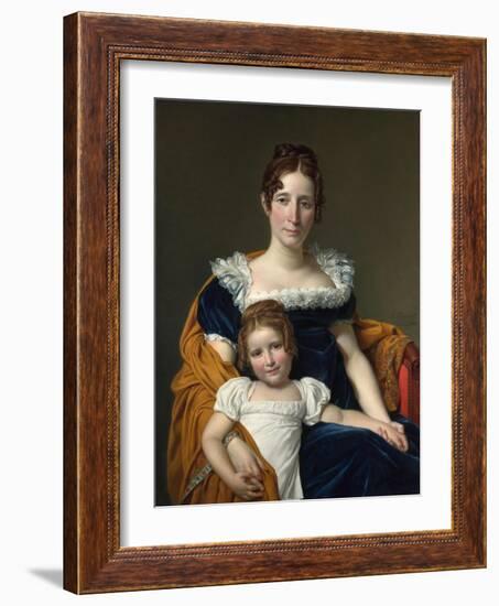 Portrait of the Comtesse Vilain XIIII and Her Daughter, 1816-Jacques Louis David-Framed Giclee Print