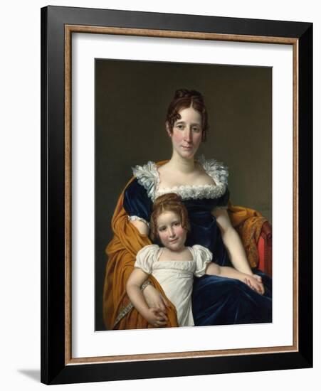 Portrait of the Comtesse Vilain XIIII and Her Daughter, 1816-Jacques Louis David-Framed Giclee Print