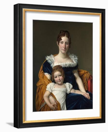 Portrait of the Comtesse Vilain XIIII and Her Daughter, 1816-Jacques Louis David-Framed Giclee Print