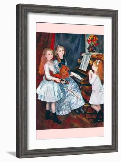 Portrait of the Daughters of Catulle Mendès-At the Piano-Pierre-Auguste Renoir-Framed Art Print