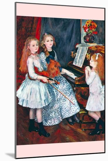 Portrait of the Daughters of Catulle Mendès-At the Piano-Pierre-Auguste Renoir-Mounted Art Print