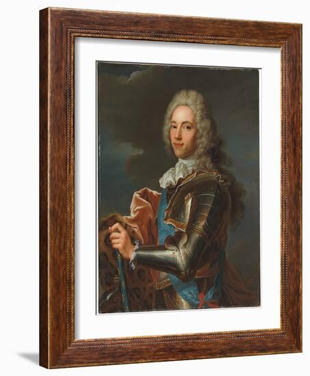 Portrait of the Duc De Broglie, in Sash of the Order of Sainte Esprit, with Baton of a Marshal of…-Hyacinthe Rigaud-Framed Giclee Print
