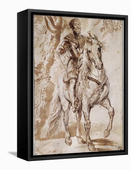 Portrait of the Duke of Lerma on Horseback (Drawing, 17Th Century)-Peter Paul Rubens-Framed Premier Image Canvas