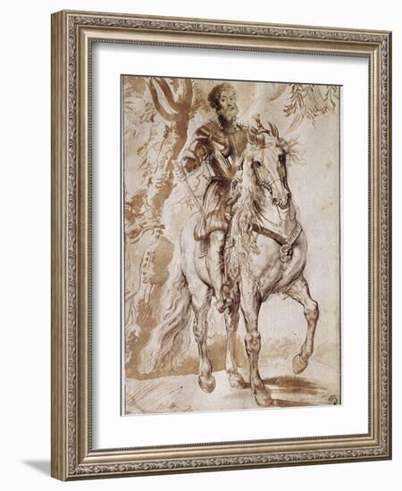 Portrait of the Duke of Lerma on Horseback (Drawing, 17Th Century)-Peter Paul Rubens-Framed Giclee Print