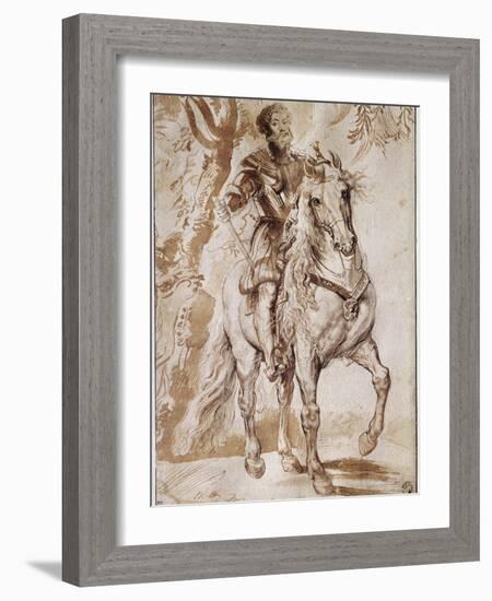 Portrait of the Duke of Lerma on Horseback (Drawing, 17Th Century)-Peter Paul Rubens-Framed Giclee Print