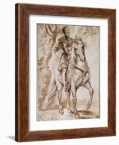 Portrait of the Duke of Lerma on Horseback (Drawing, 17Th Century)-Peter Paul Rubens-Framed Giclee Print