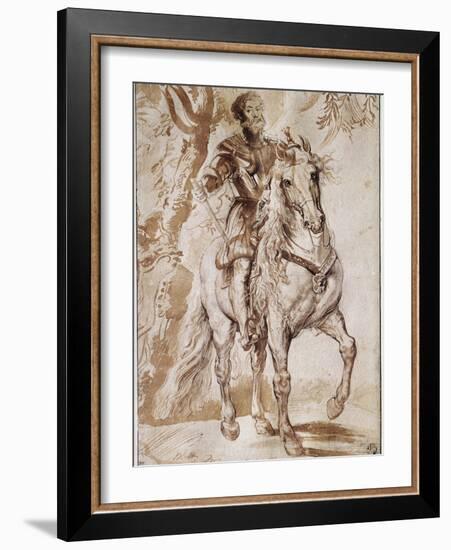 Portrait of the Duke of Lerma on Horseback (Drawing, 17Th Century)-Peter Paul Rubens-Framed Giclee Print