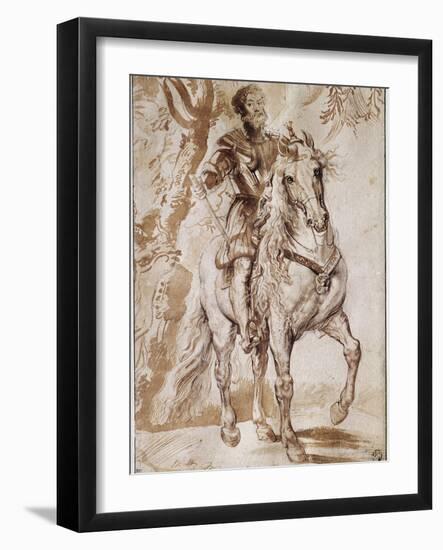 Portrait of the Duke of Lerma on Horseback (Drawing, 17Th Century)-Peter Paul Rubens-Framed Giclee Print