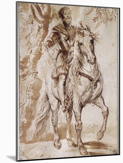 Portrait of the Duke of Lerma on Horseback (Drawing, 17Th Century)-Peter Paul Rubens-Mounted Giclee Print