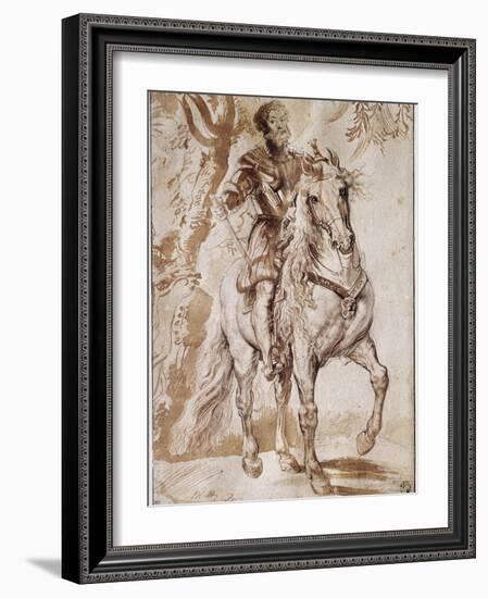 Portrait of the Duke of Lerma on Horseback (Drawing, 17Th Century)-Peter Paul Rubens-Framed Giclee Print