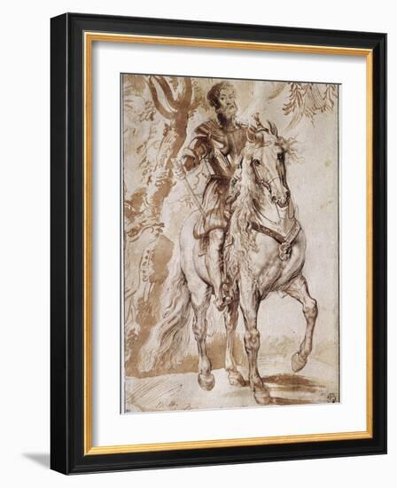 Portrait of the Duke of Lerma on Horseback (Drawing, 17Th Century)-Peter Paul Rubens-Framed Giclee Print