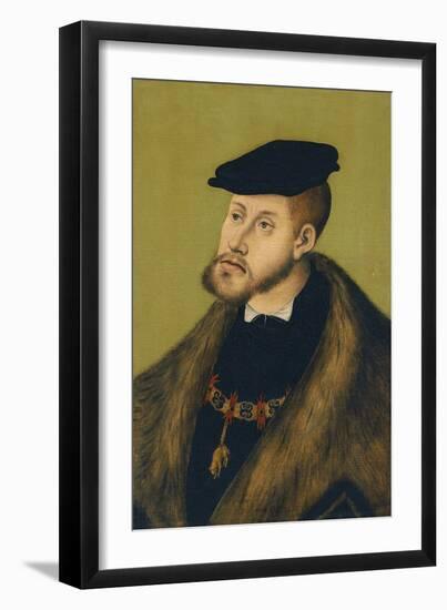 Portrait of the Emperor Charles V (1500-155), 1533-Lucas Cranach the Elder-Framed Giclee Print