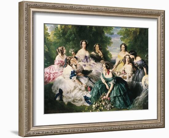 Portrait of the Empress Eugenie Surrounded by Her Ladies in Waiting-Franz Xaver Winterhalter-Framed Art Print