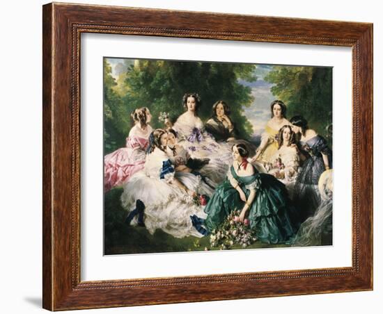 Portrait of the Empress Eugenie Surrounded by Her Ladies in Waiting-Franz Xaver Winterhalter-Framed Art Print