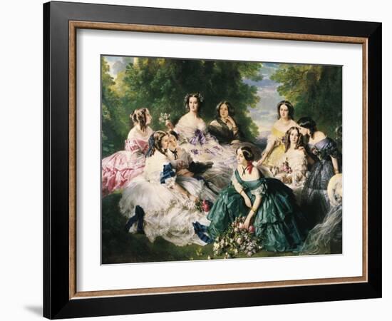 Portrait of the Empress Eugenie Surrounded by Her Ladies in Waiting-Franz Xaver Winterhalter-Framed Art Print